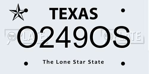 O249OS Texas License Plate