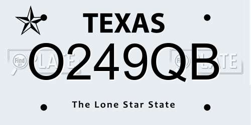 O249QB Texas License Plate