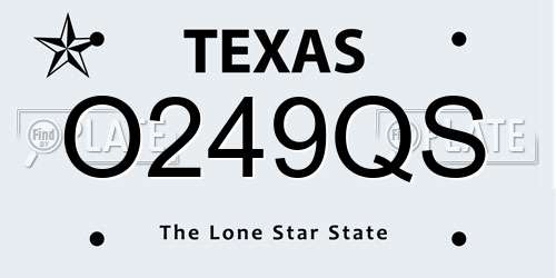 O249QS Texas License Plate