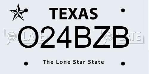 O24BZB Texas License Plate