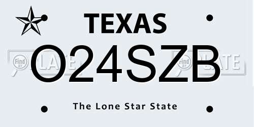 O24SZB Texas License Plate