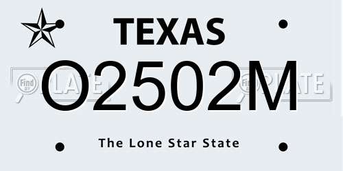 O2502M Texas License Plate