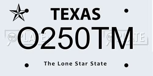 O250TM Texas License Plate