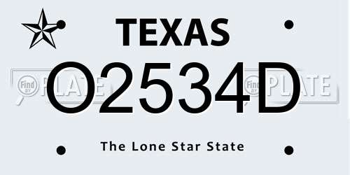 O2534D Texas License Plate