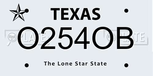 O254OB Texas License Plate