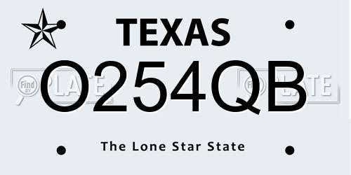O254QB Texas License Plate