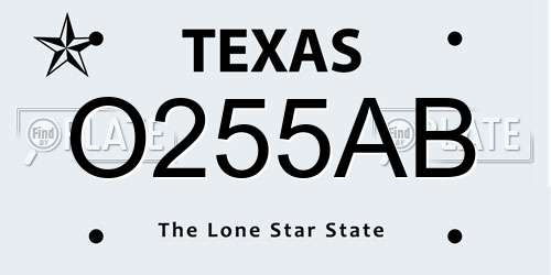 O255AB Texas License Plate