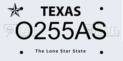 O255AS Texas License Plate