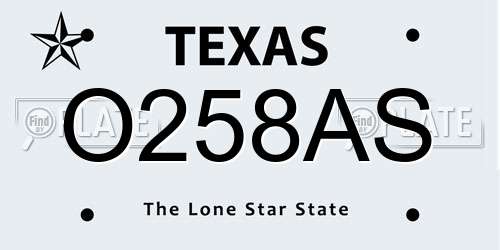 O258AS Texas License Plate