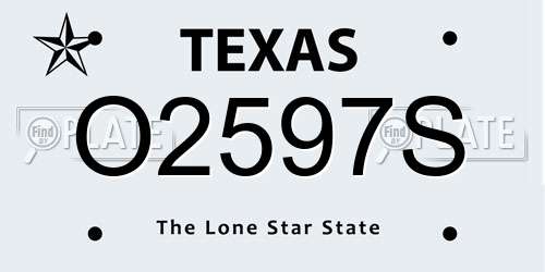 O2597S Texas License Plate