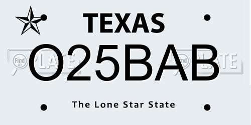 O25BAB Texas License Plate