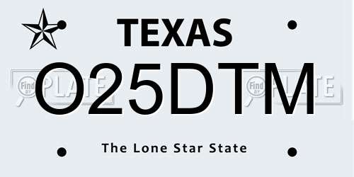 O25DTM Texas License Plate
