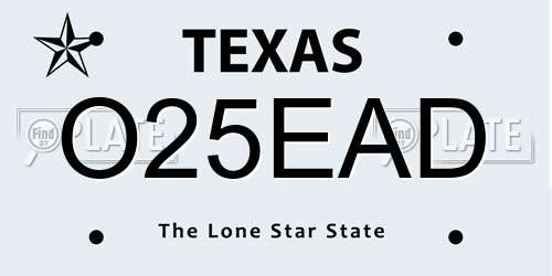 O25EAD Texas License Plate