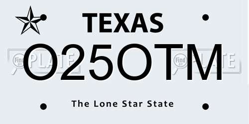 O25OTM Texas License Plate