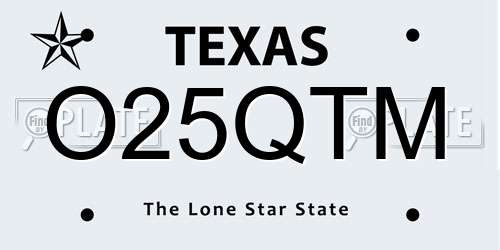 O25QTM Texas License Plate