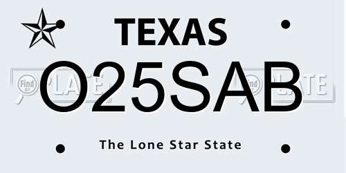 O25SAB Texas License Plate