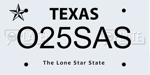 O25SAS Texas License Plate