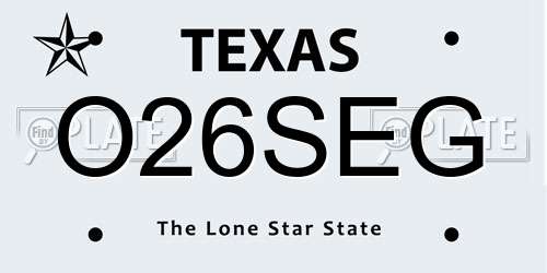 O26SEG Texas License Plate