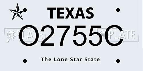 O2755C Texas License Plate