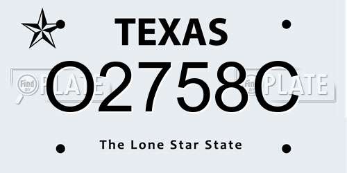 O2758C Texas License Plate