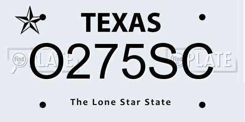 O275SC Texas License Plate