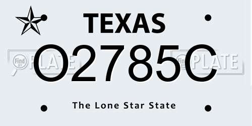 O2785C Texas License Plate