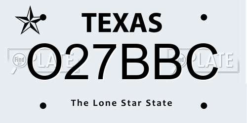 O27BBC Texas License Plate