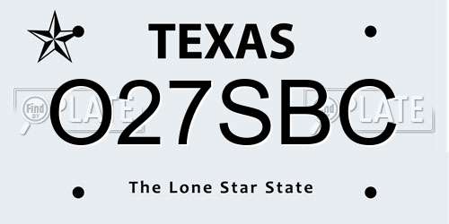 O27SBC Texas License Plate