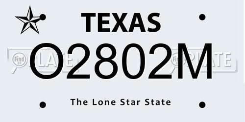 O2802M Texas License Plate
