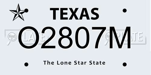 O2807M Texas License Plate