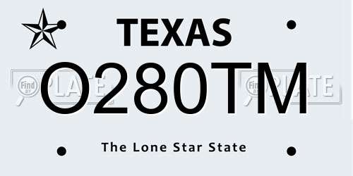 O280TM Texas License Plate