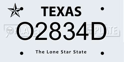 O2834D Texas License Plate