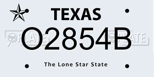 O2854B Texas License Plate