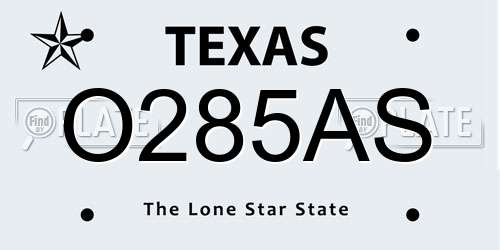 O285AS Texas License Plate