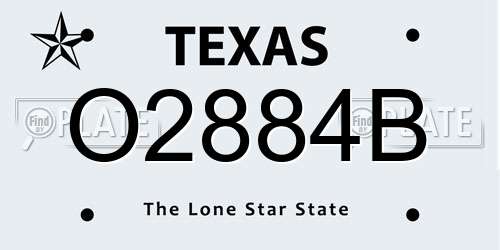O2884B Texas License Plate
