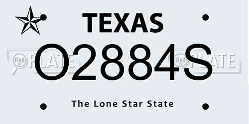 O2884S Texas License Plate