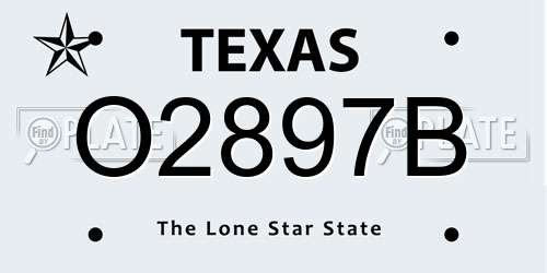 O2897B Texas License Plate
