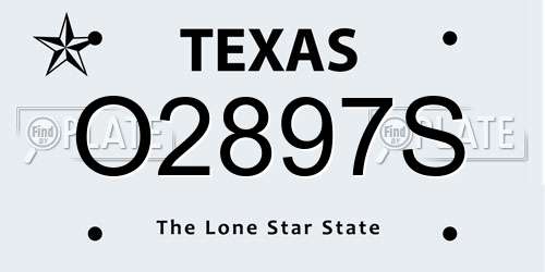 O2897S Texas License Plate