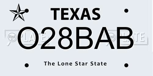 O28BAB Texas License Plate