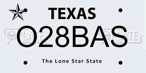 O28BAS Texas License Plate