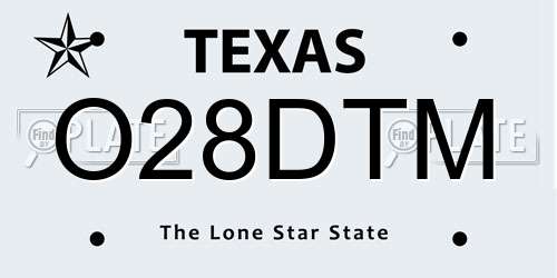 O28DTM Texas License Plate