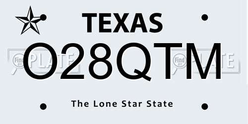 O28QTM Texas License Plate