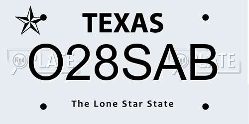 O28SAB Texas License Plate