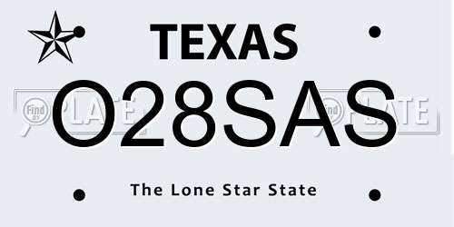 O28SAS Texas License Plate