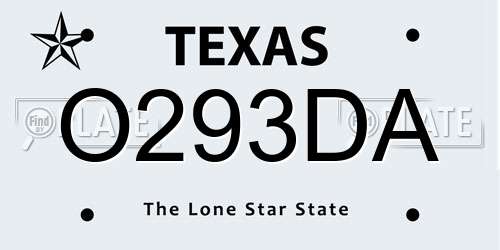 O293DA Texas License Plate