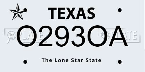 O293OA Texas License Plate