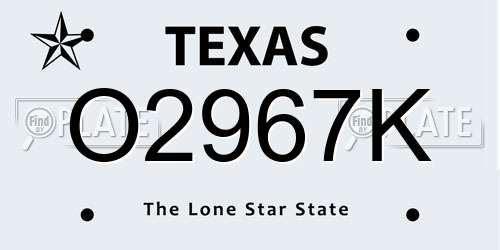 O2967K Texas License Plate