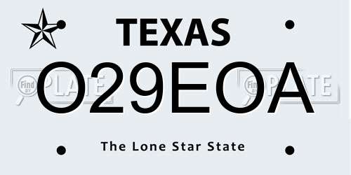 O29EOA Texas License Plate