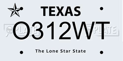 O312WT Texas License Plate