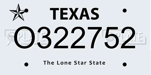 O322752 Texas License Plate